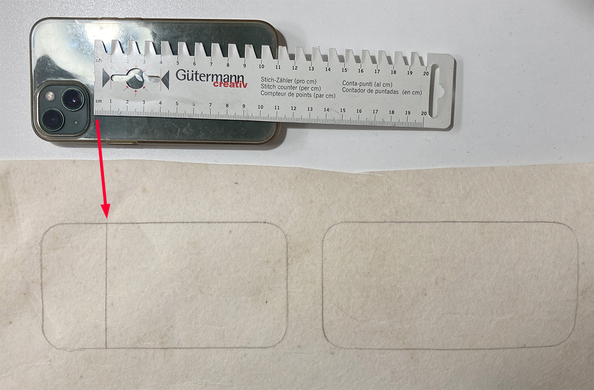 Umriss des Smartphones anzeichnen