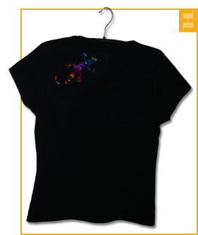 T-Shirt mit Echse aus Hologrammfolie